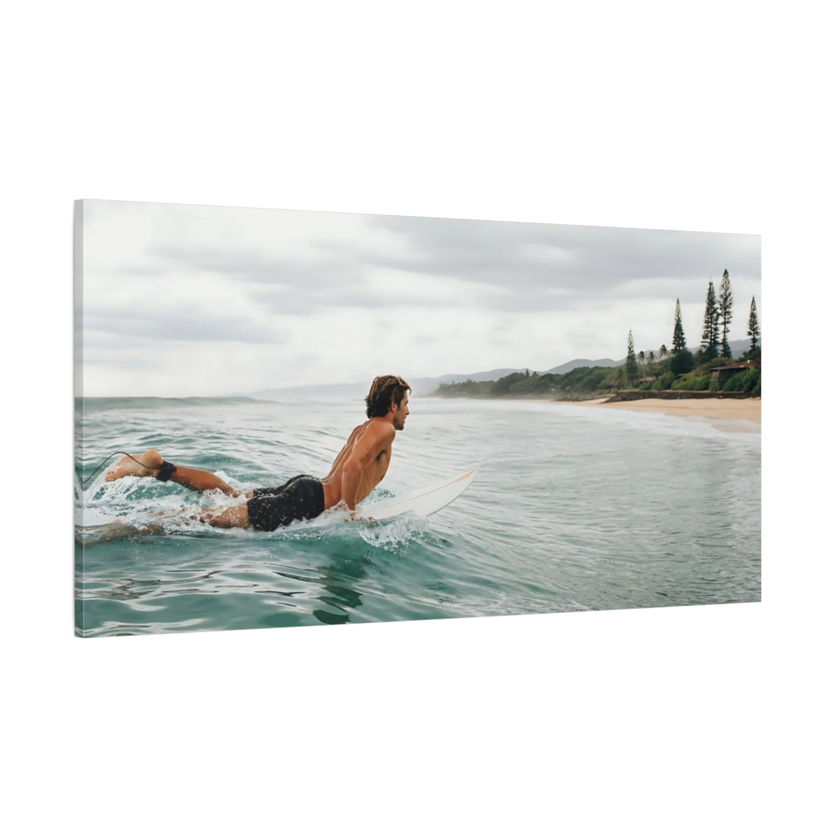 Side Mockup 2. Sports Surfer Ocean Surfing shown as canvas print
