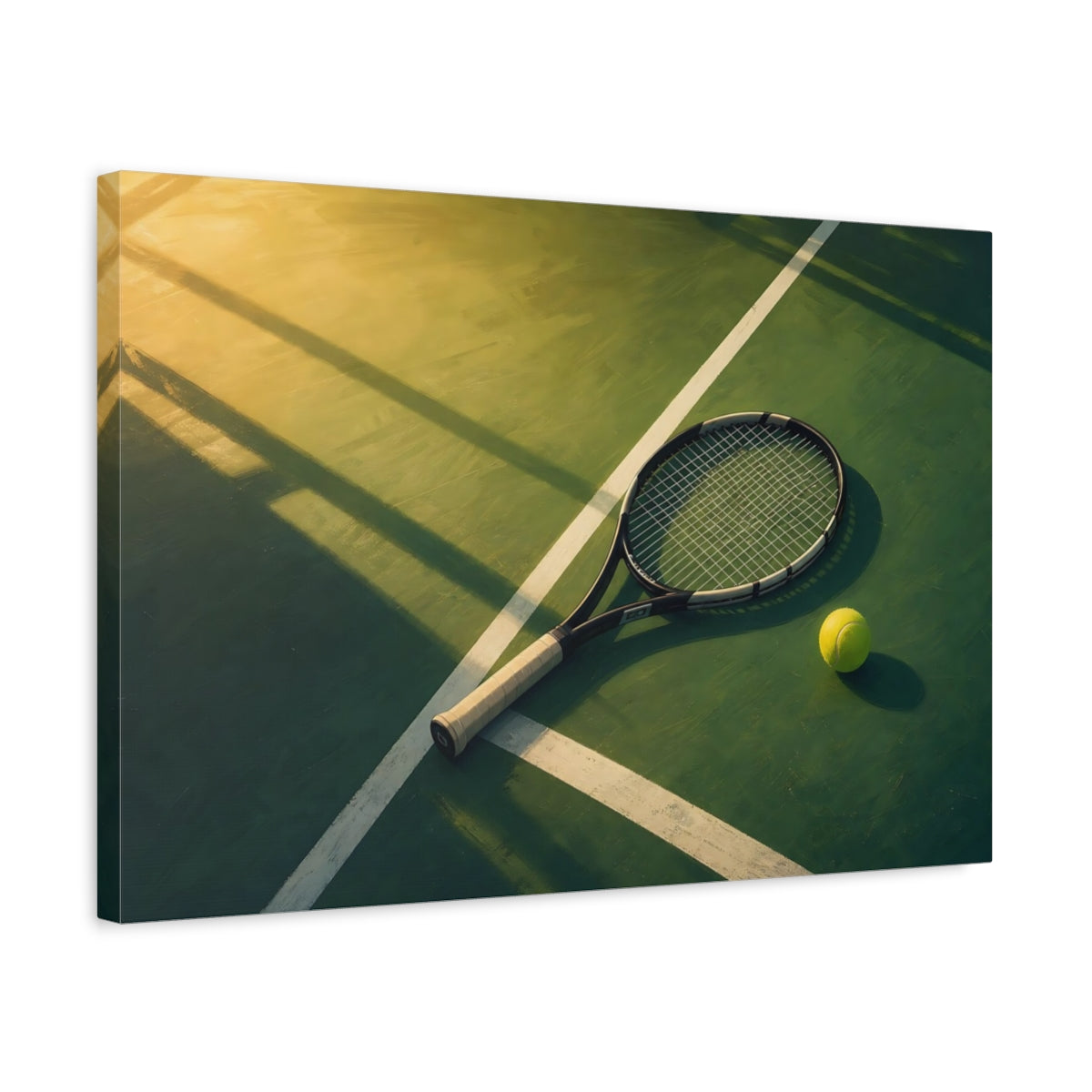 Side Mockup 3. Sports Tennis Gear Green And Gold shown as canvas print