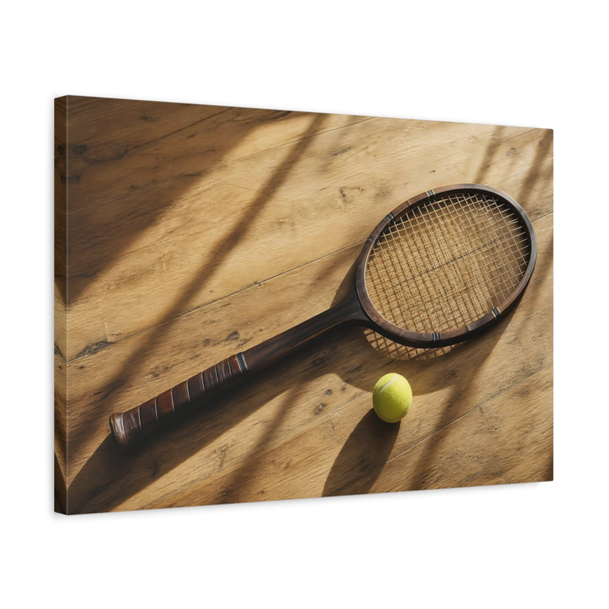 Side Mockup 3. Sports Tennis Racket Vintage Tennis shown as canvas print