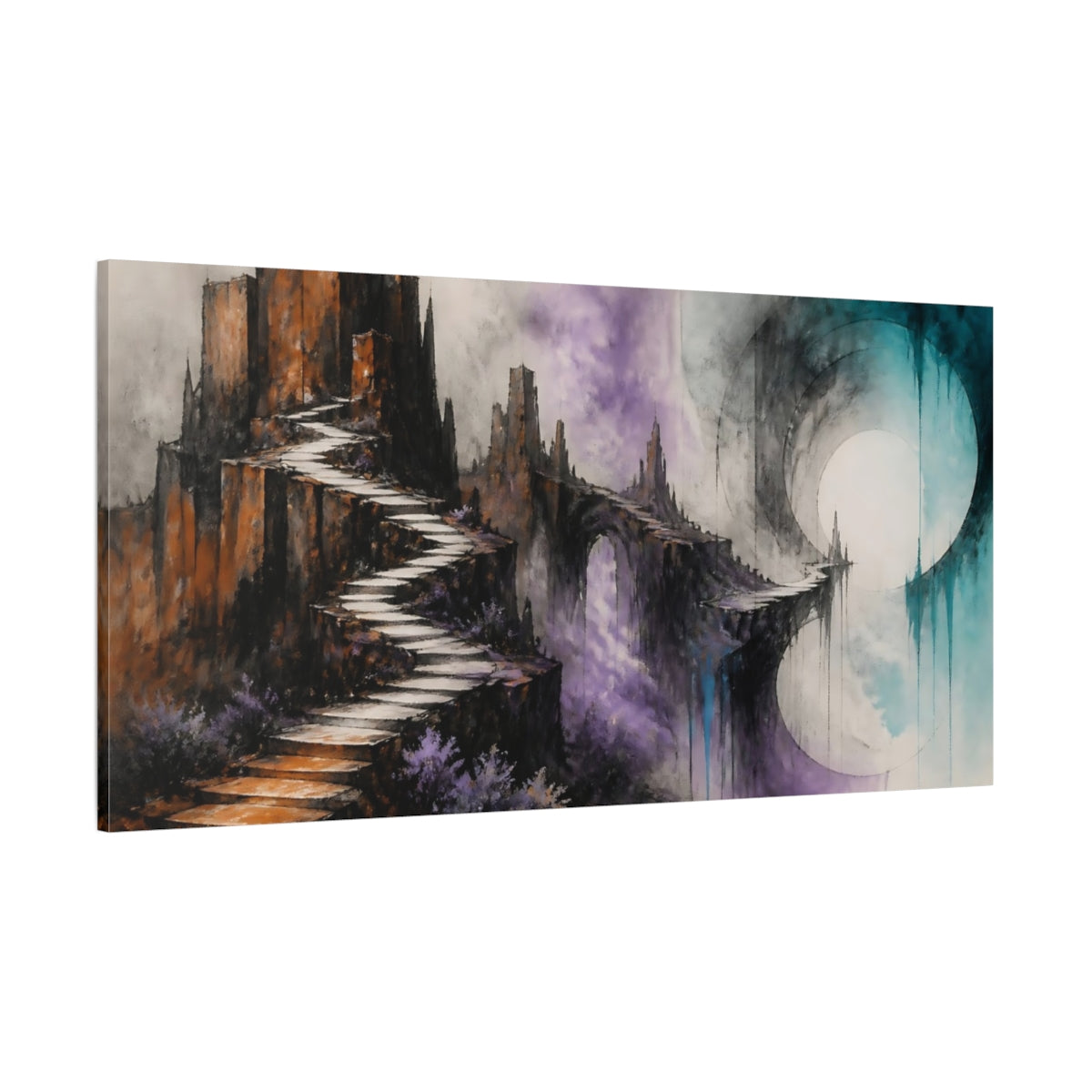 Side Mockup 2. Stairway Over Mesas shown as canvas print