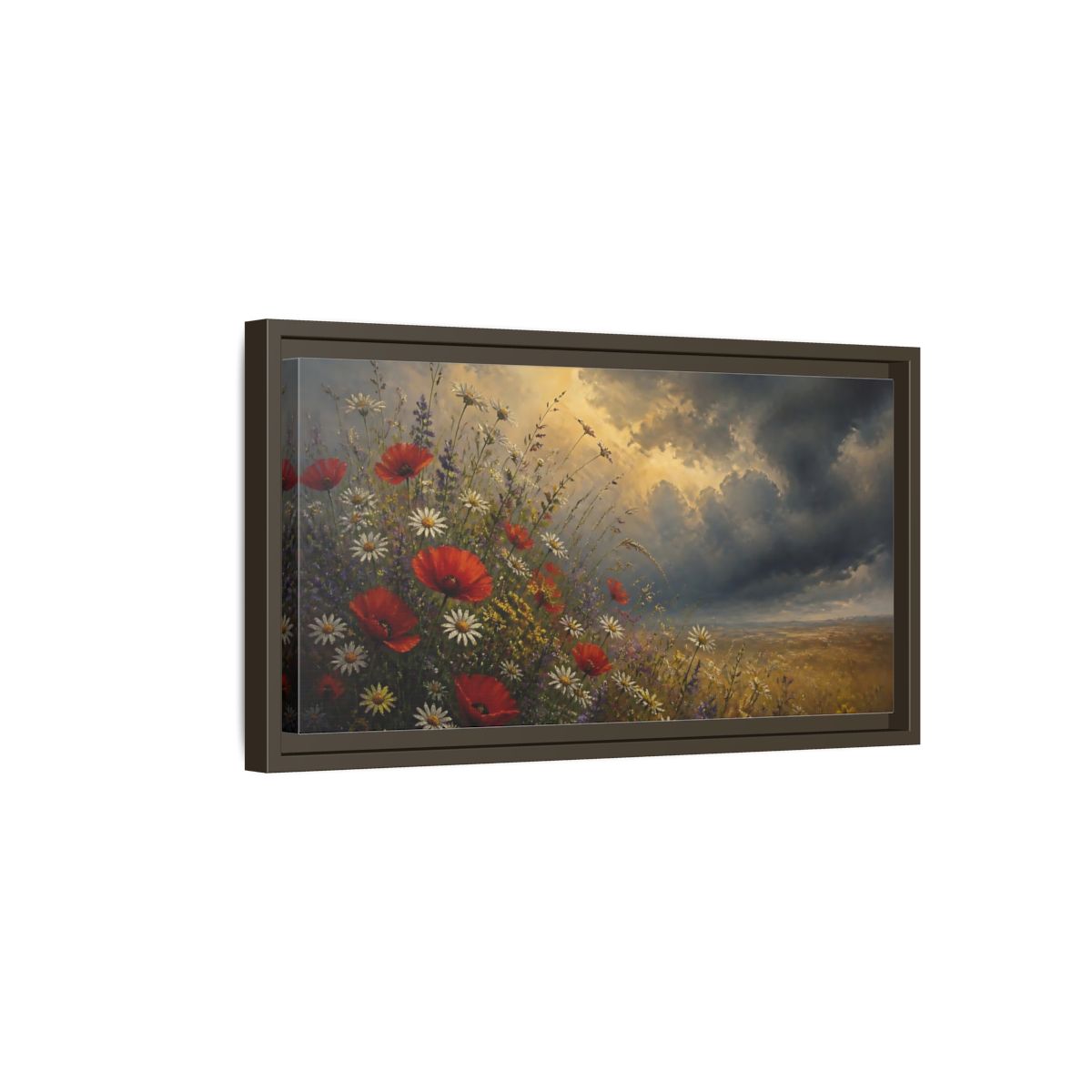 Side Mockup 7. Storm Over Wildflowers shown as framed canvas print