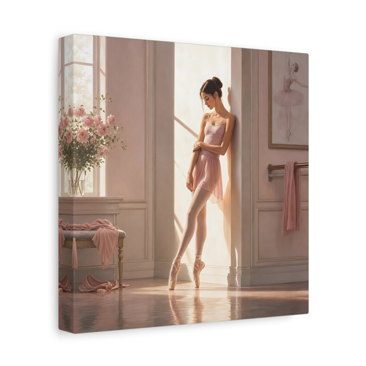 Side Mockup 9. Sunlit Ballet Dancer shown as canvas print