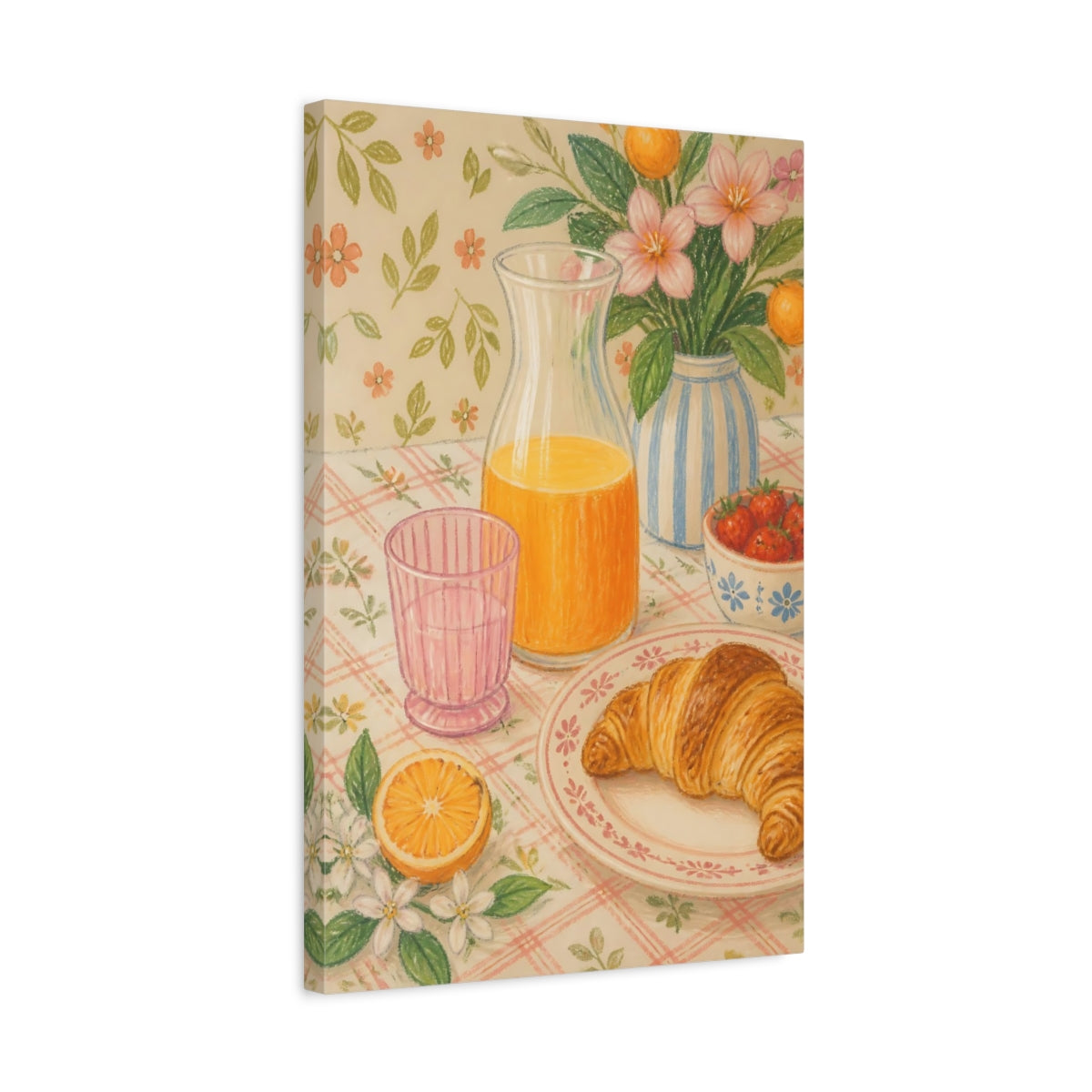 Side Mockup 3. Sunny Breakfast Table shown as canvas print