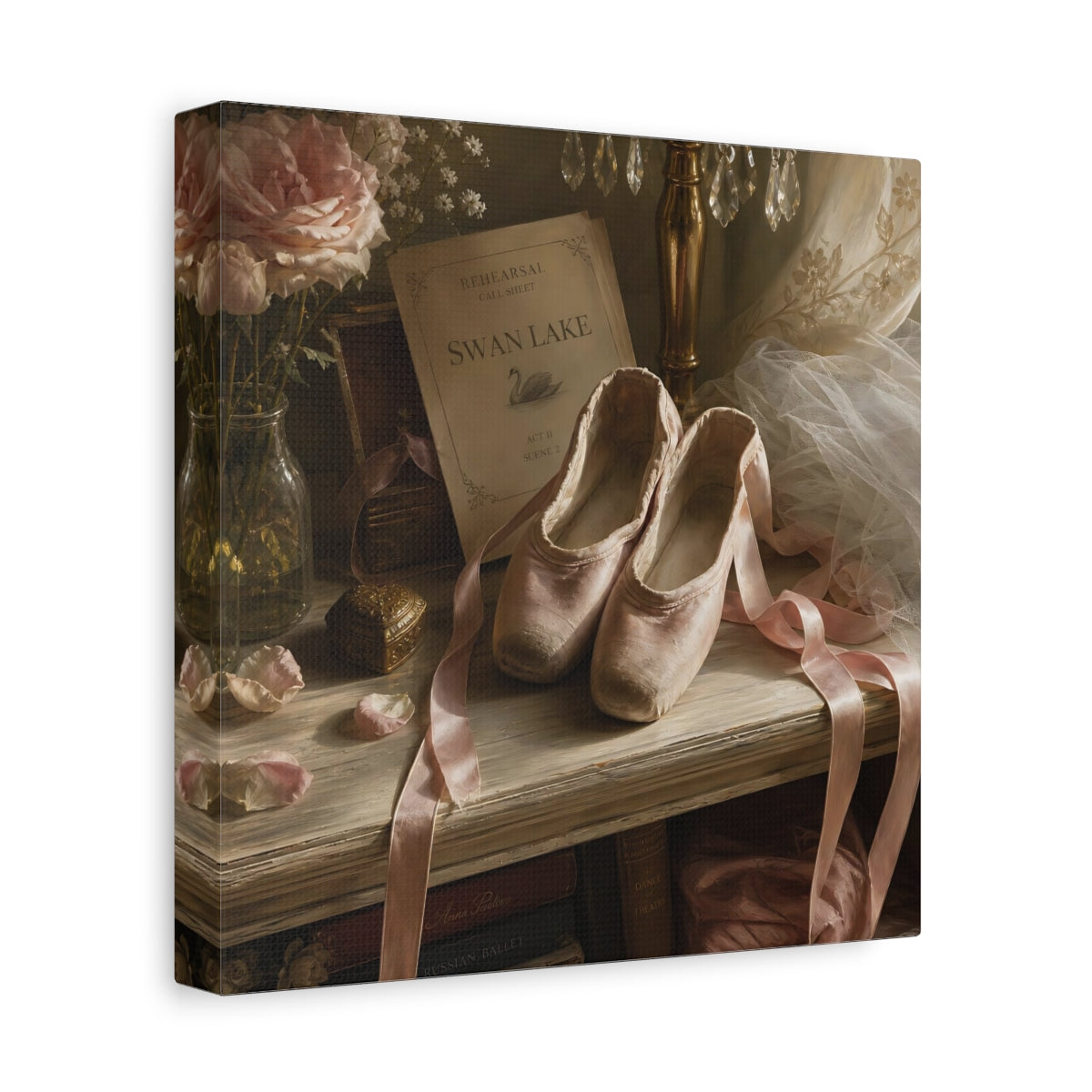 Side Mockup 9. Swan Lake Ballet Shoes shown as canvas print