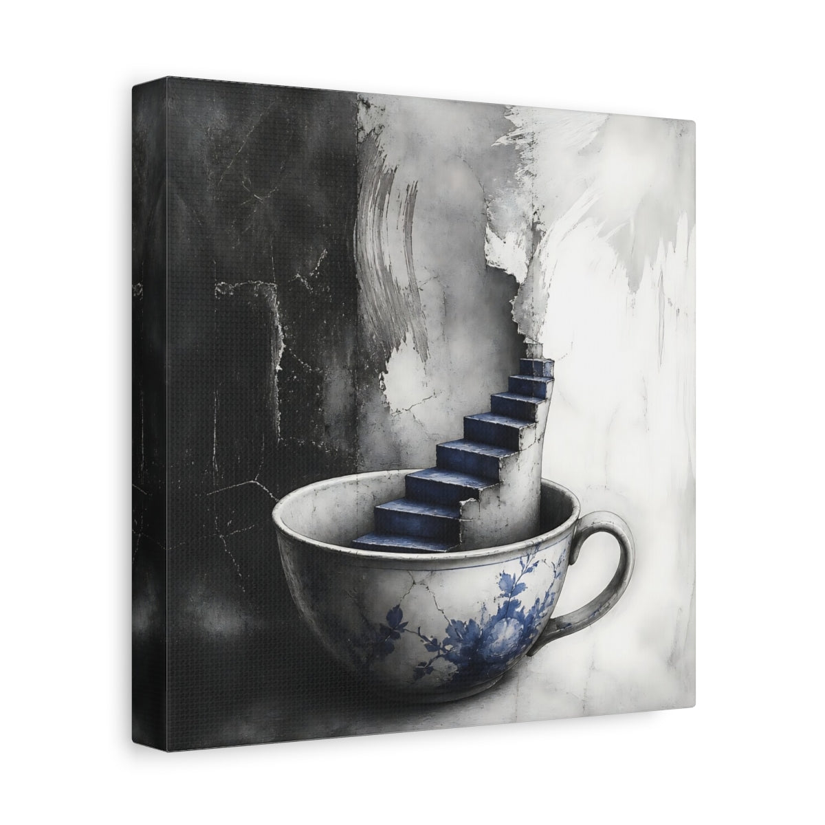 Side Mockup 9. Teacup Staircase shown as canvas print