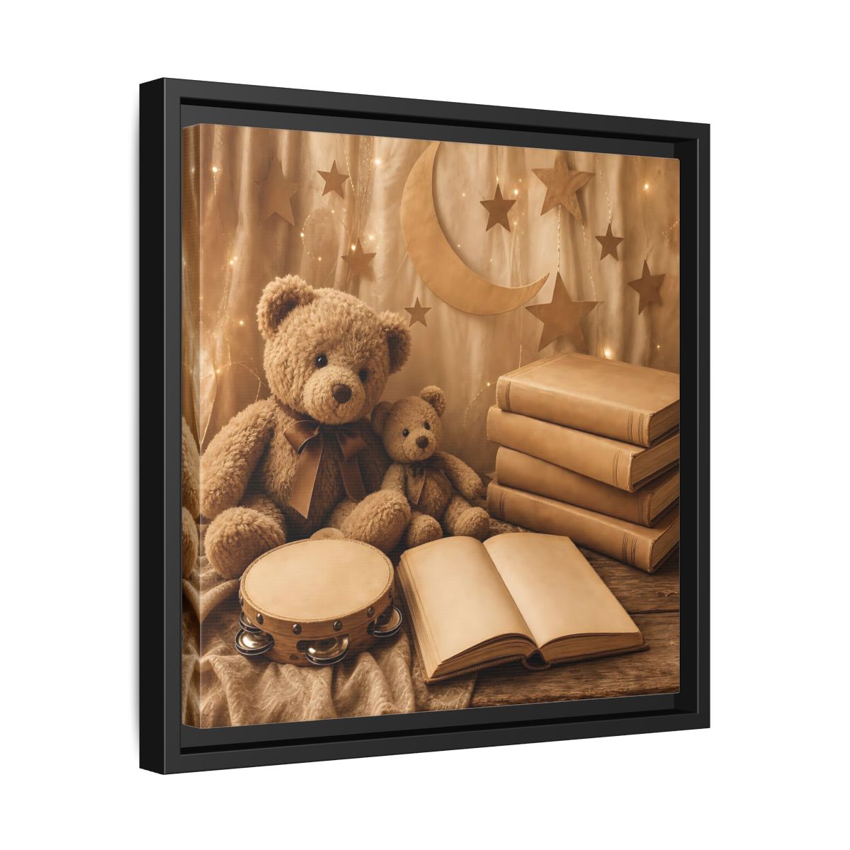 Side Mockup 32. Teddy Bears Storytime shown as framed canvas print