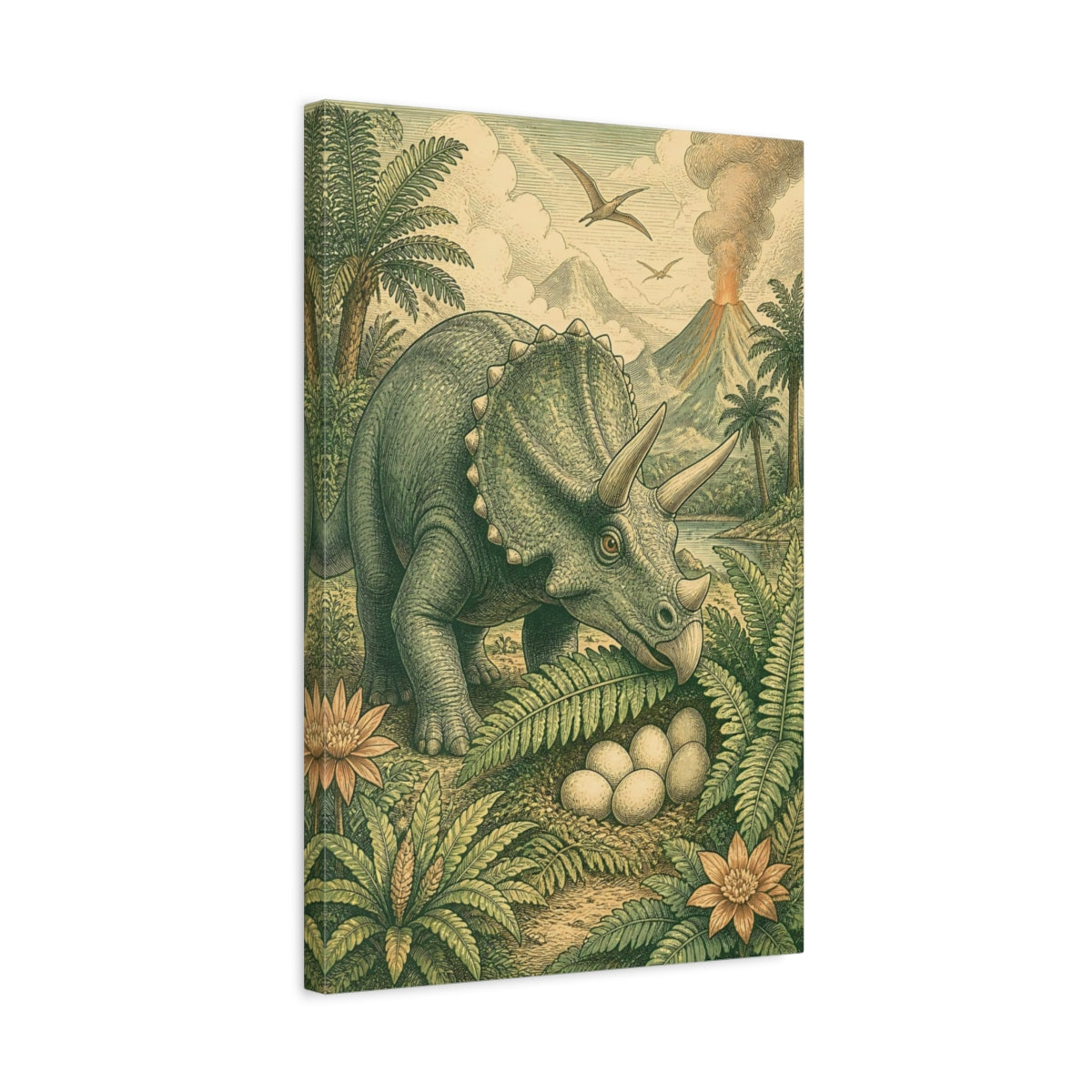 Side Mockup 3. Triceratops Kids Room Decor shown as canvas print