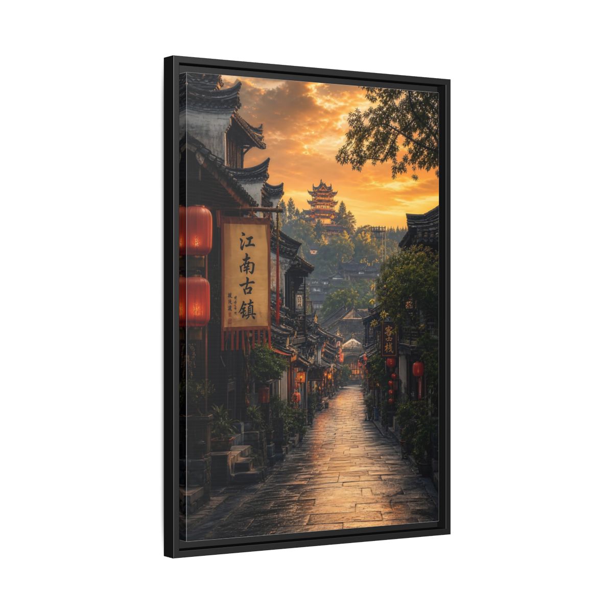 Side Mockup 14. Vintage Ancient Town Golden Ancient Town shown as stretched canvas wall art