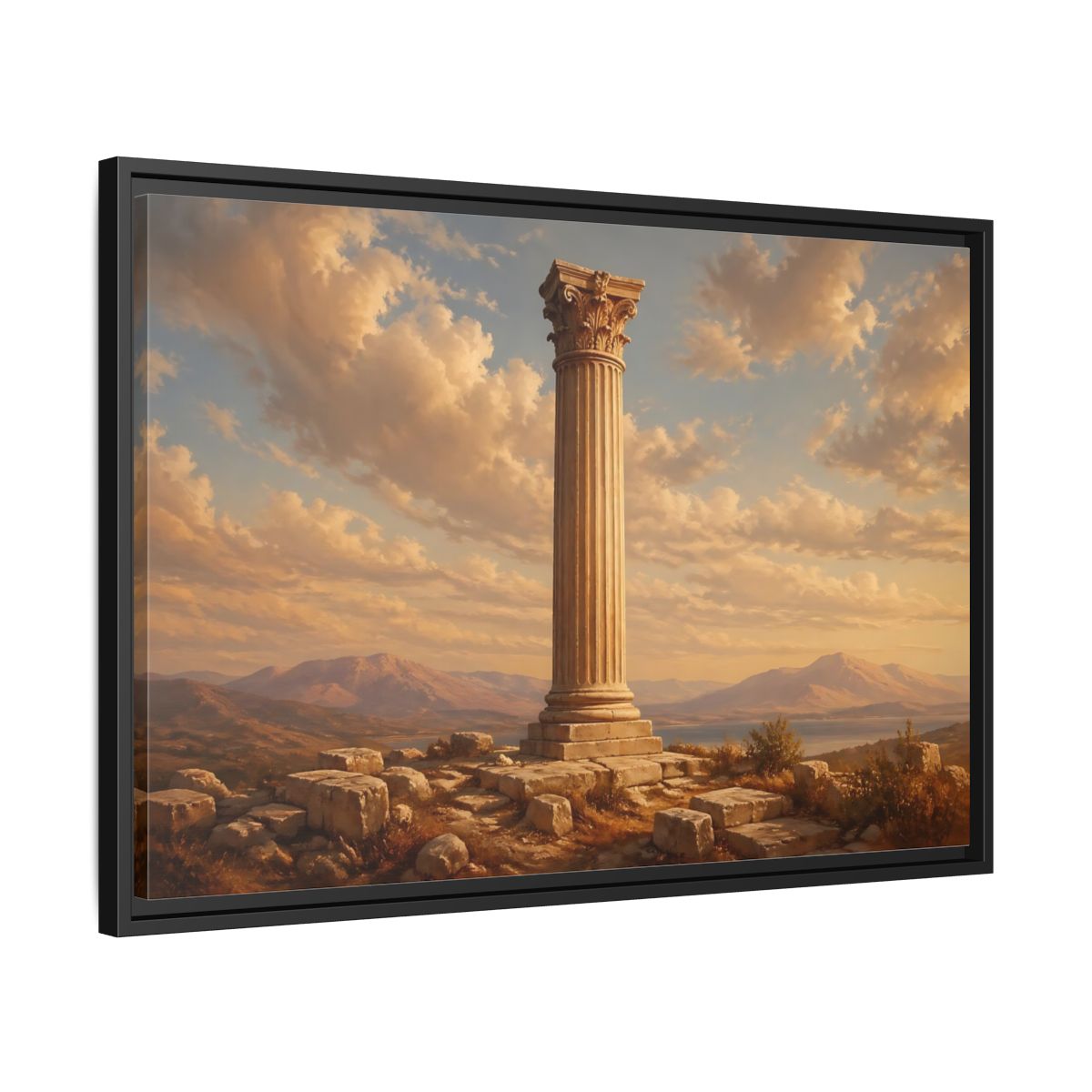 Side Mockup 14. Vintage Classical Column Golden Classical Column shown as stretched canvas wall art
