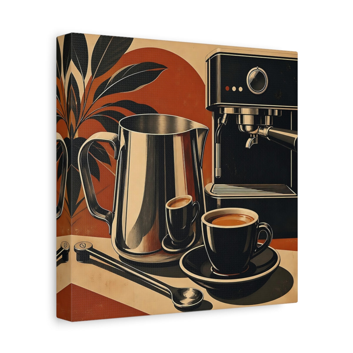 Side Mockup 9. Vintage Coffee Setup Retro Coffee shown as stretched canvas wall art