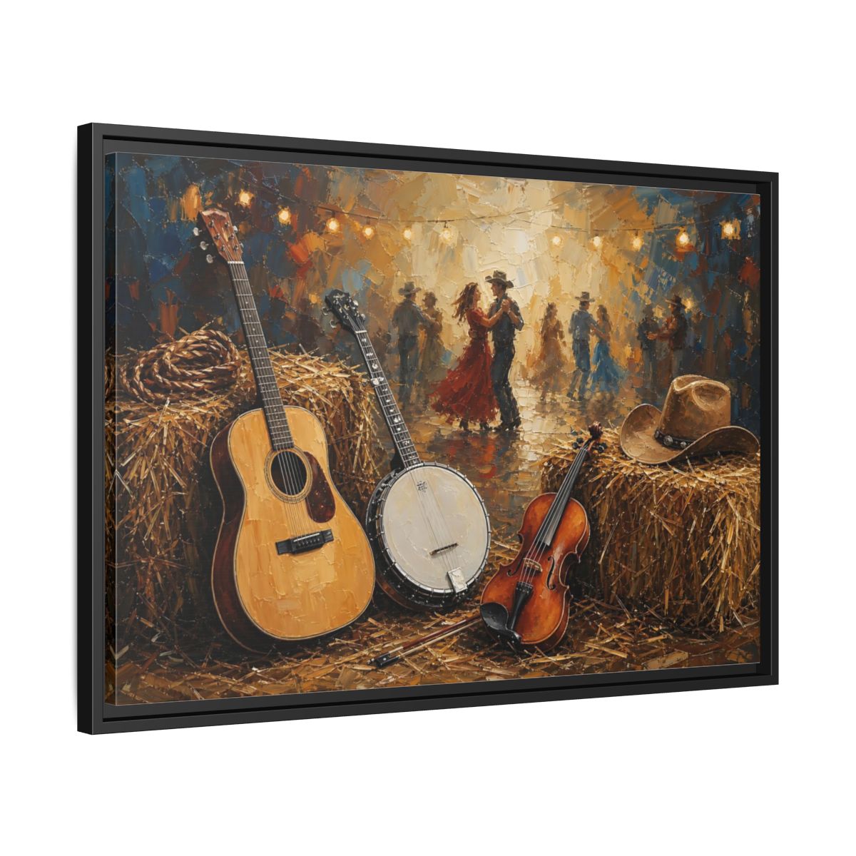Side Mockup 14. Vintage Country Dance Rustic Country shown as framed canvas print