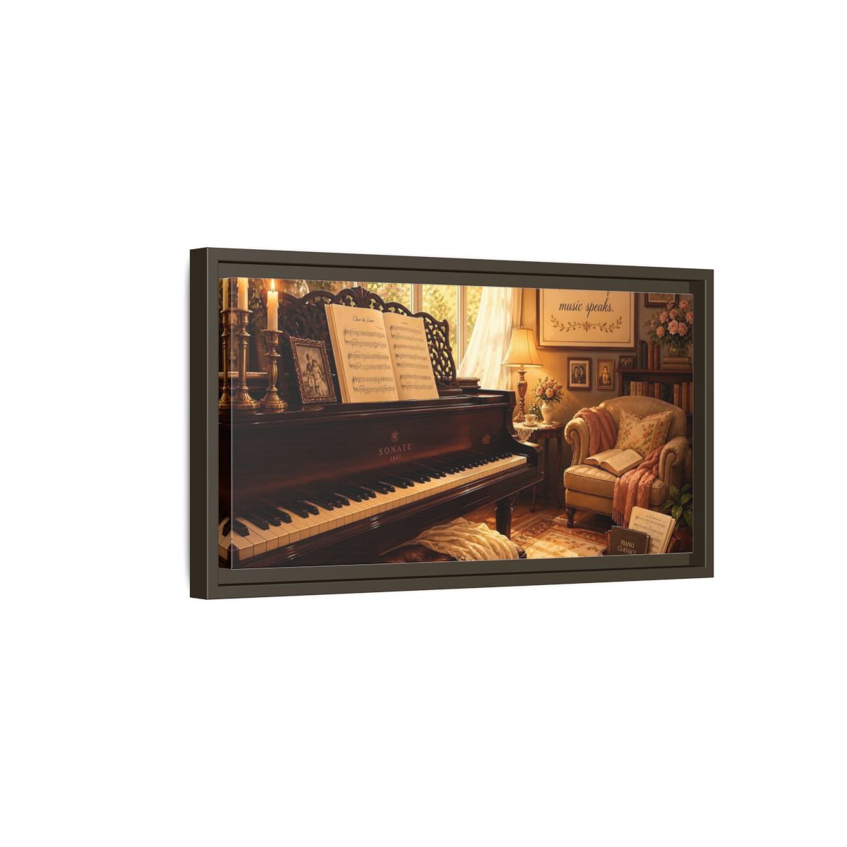 Side Mockup 7. Vintage Grand Piano Vintage Piano shown as framed canvas print