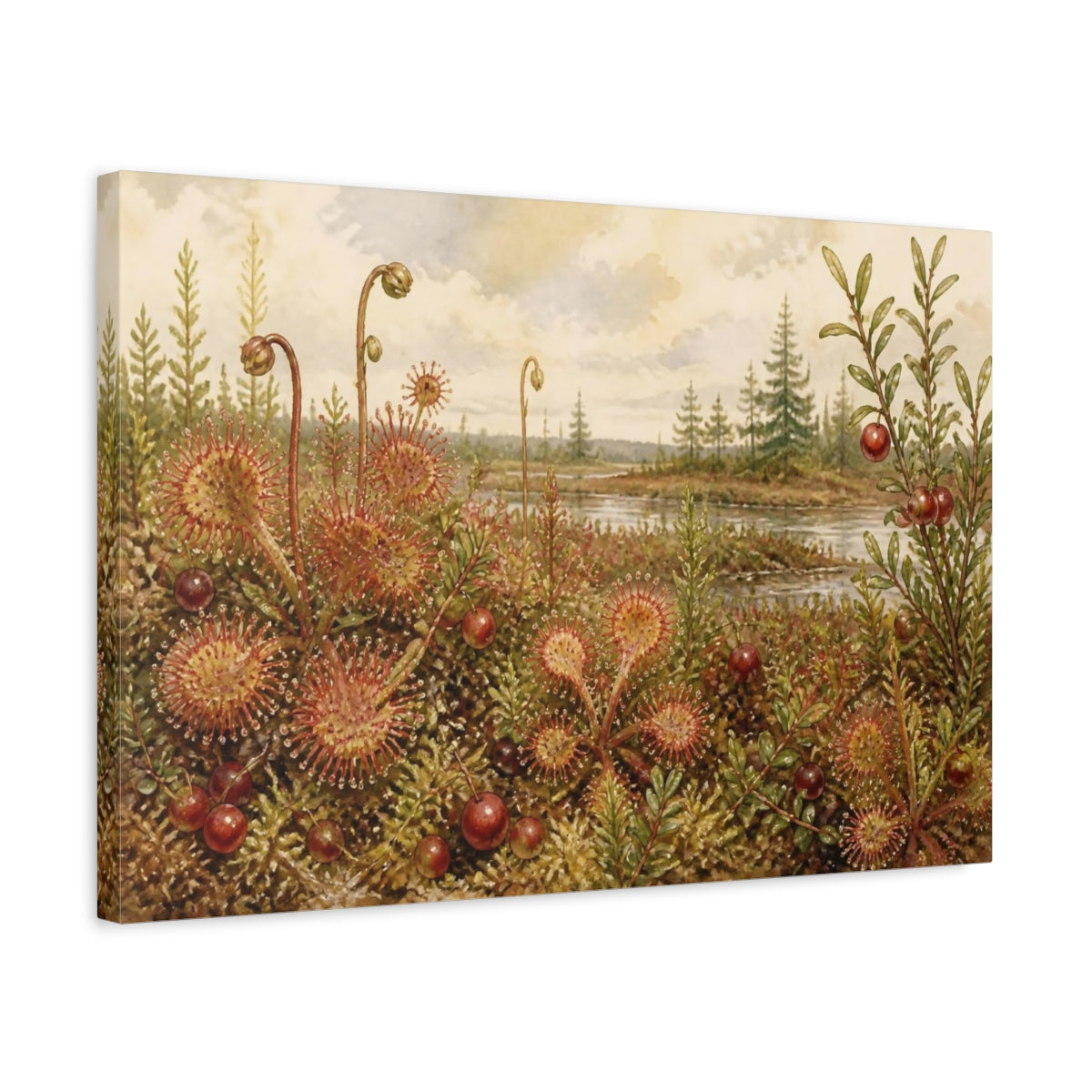 Side Mockup 3. Vintage Sundew Bog shown as canvas print
