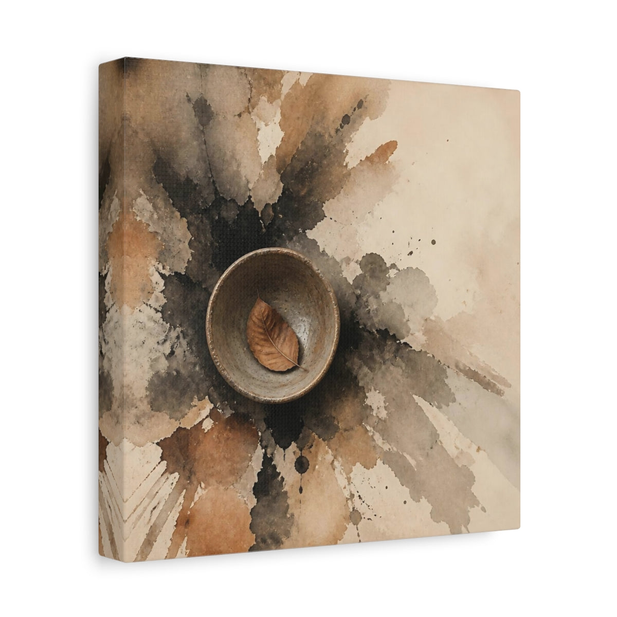 Side Mockup 9. Wabi Sabi Clay Bowl shown as canvas print