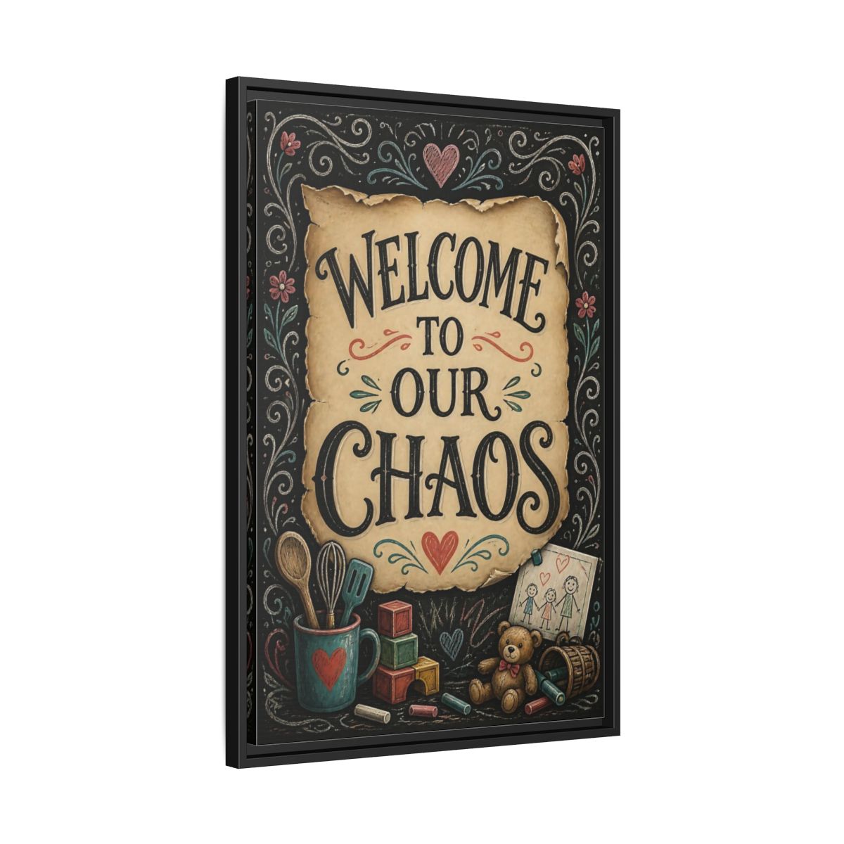 Side Mockup 14. Welcome Quote Sign shown as framed canvas print