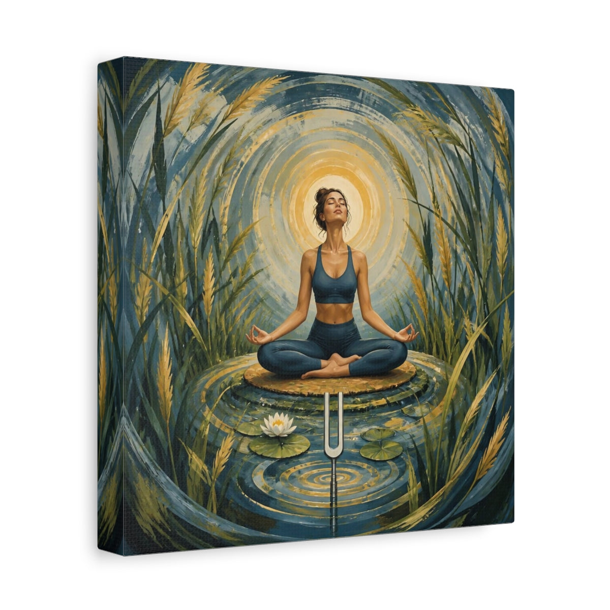 Side Mockup 9. Yoga Meditation Woman shown as canvas print