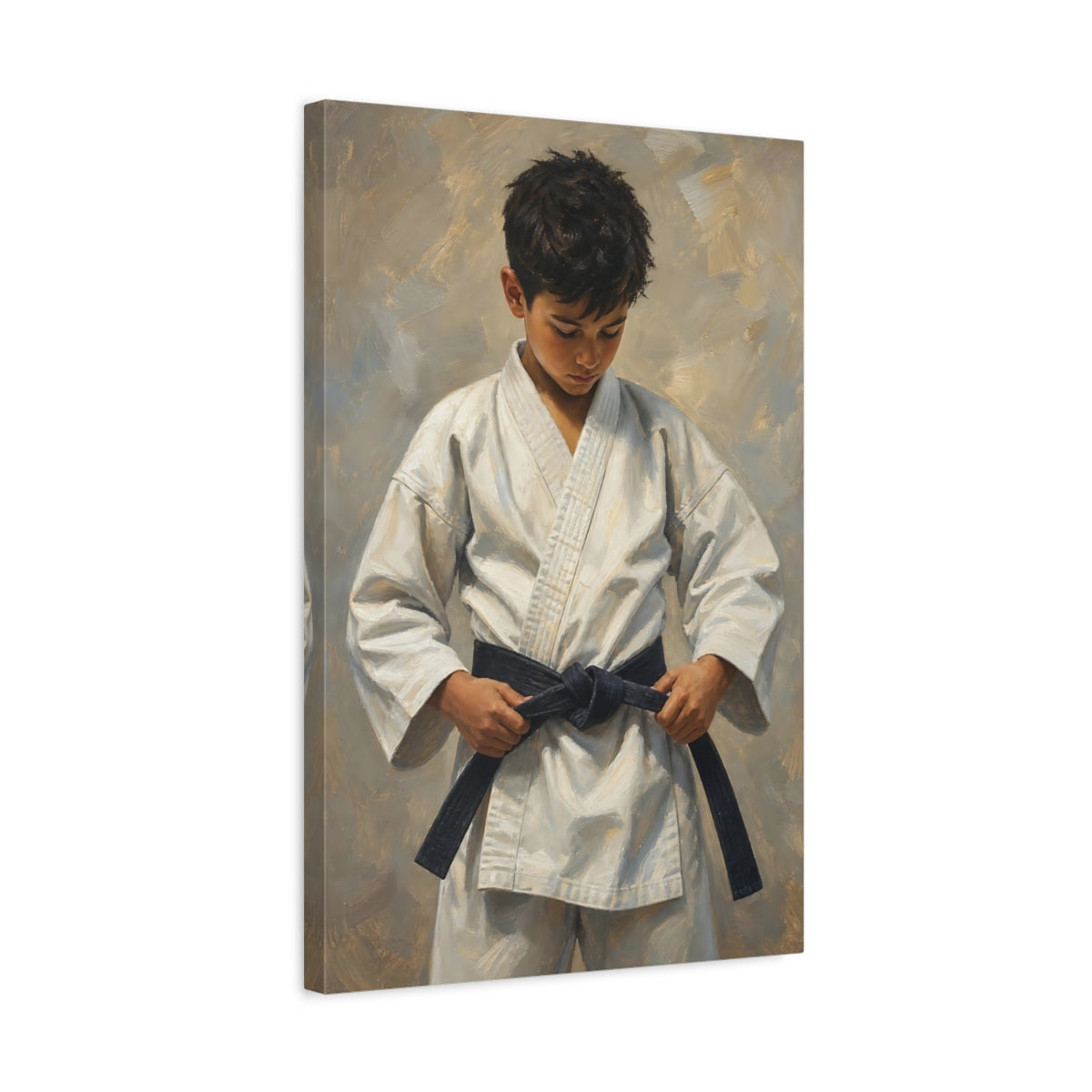 Side Mockup 3. Young Karate Student shown as canvas print
