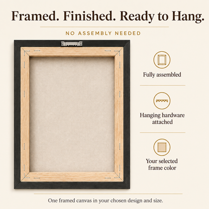framed canvas arrives assembled and ready to hang.