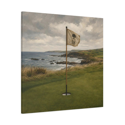 Side Mockup 1. 18th Hole Seaside shown as canvas print