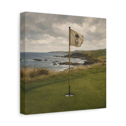 Side Mockup 9. 18th Hole Seaside shown as canvas print