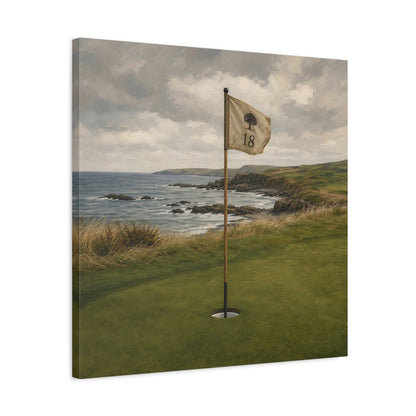 Side Mockup 4. 18th Hole Seaside shown as canvas print
