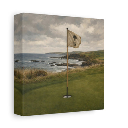 Side Mockup 2. 18th Hole Seaside shown as canvas print