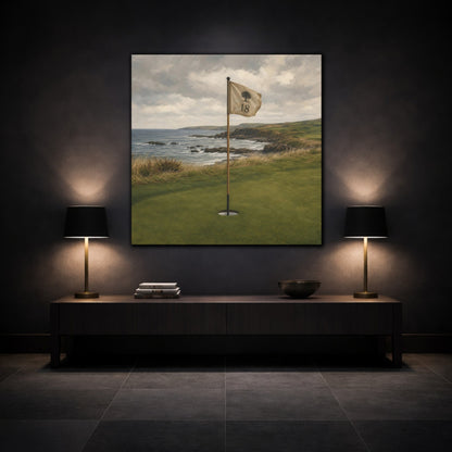 Mockup 3. 18th Hole Seaside shown as canvas print