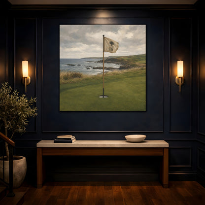Mockup 4. 18th Hole Seaside shown as canvas print