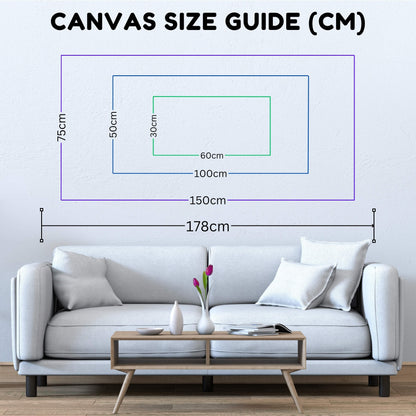 Framed Canvas Print size map in centimeters