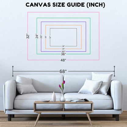 Framed Canvas Print size map in inches
