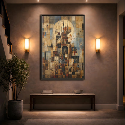 Abstract Architecture Architectural Framed Canvas Wall Art - Living Room, Above Sofa shown as canvas wall art
