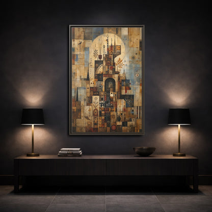 Abstract Architecture Architectural Framed Canvas Wall Art - Living Room, Above Sofa shown as canvas wall art