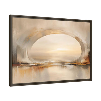 Main Mockup. Abstract Abstract Archway Neutral Gold Abstract shown as stretched canvas wall art