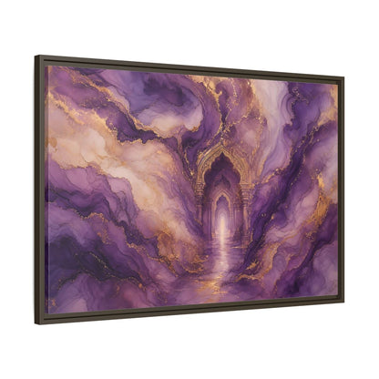 Main Mockup. Abstract Abstract Archway Purple Gold Archway shown as stretched canvas wall art