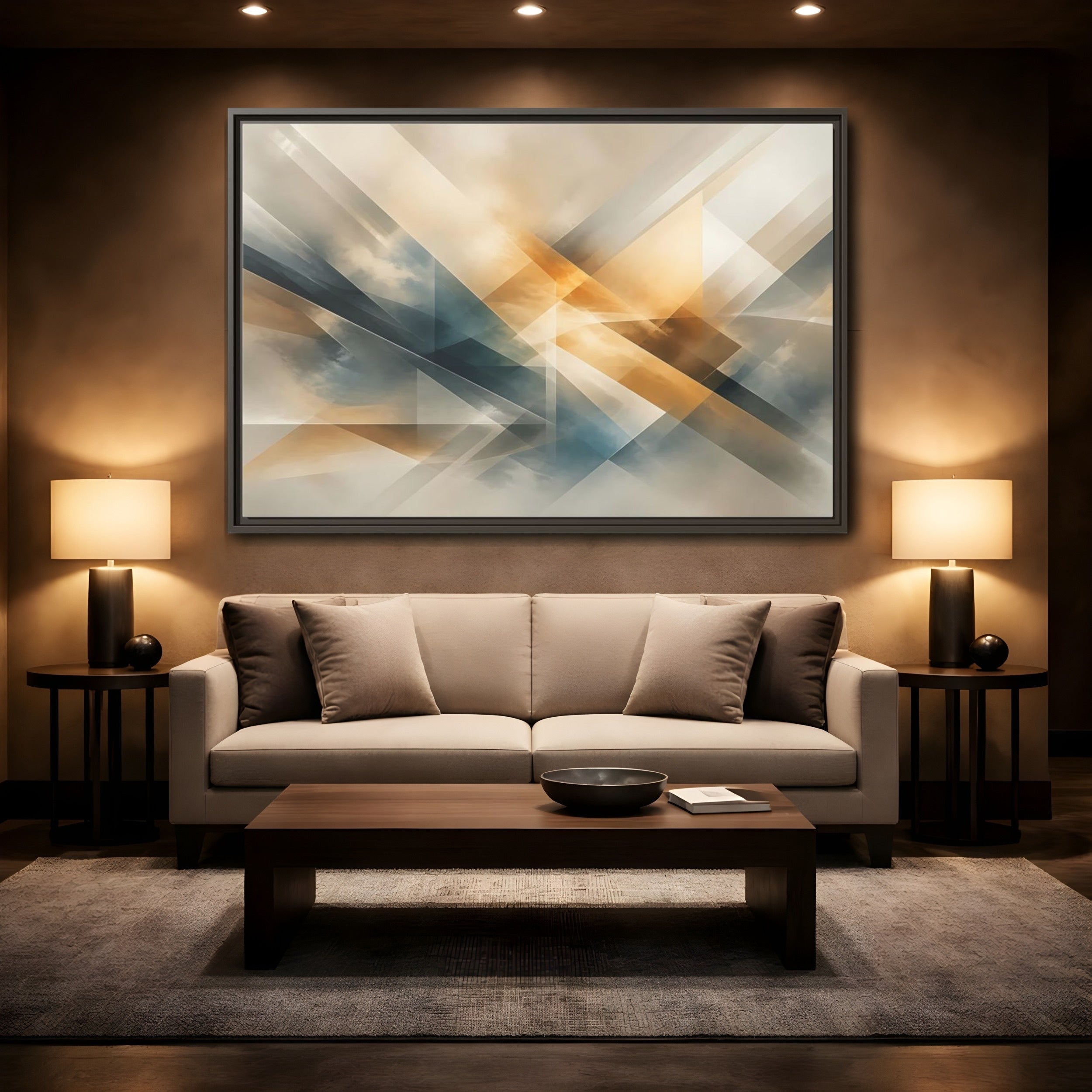 Mockup 2. Abstract Abstract Art Abstract Geometric shown as stretched canvas wall art