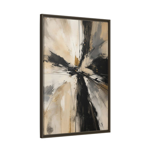 Main Mockup. Abstract Abstract Burst Black White Gold shown as stretched canvas wall art