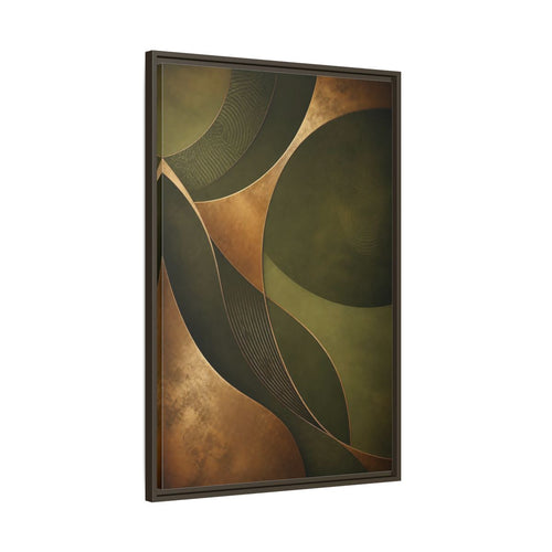 Main Mockup. Abstract Abstract Curves Green And Gold shown as stretched canvas wall art