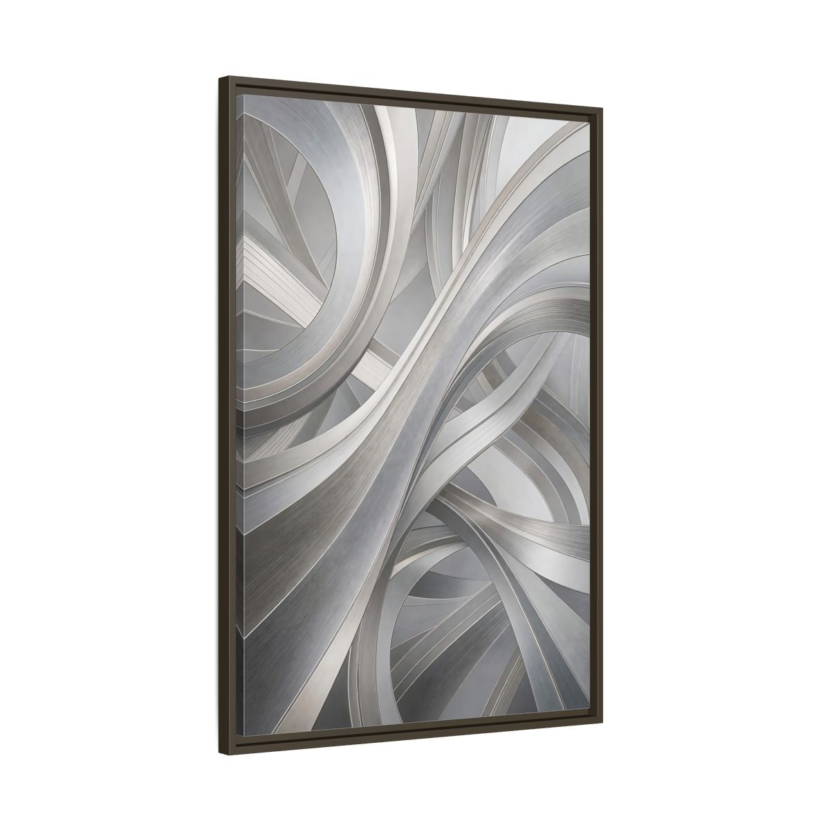 Main Mockup. Abstract Abstract Curves Silver Grey Abstract shown as stretched canvas wall art