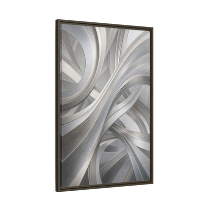 Main Mockup. Abstract Abstract Curves Silver Grey Abstract shown as stretched canvas wall art