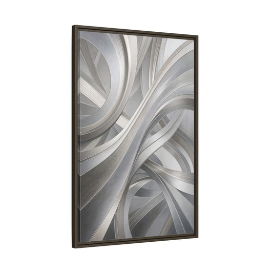 Main Mockup. Abstract Abstract Curves Silver Grey Abstract shown as stretched canvas wall art