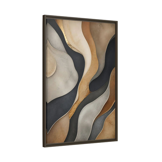 Main Mockup. Abstract Abstract Layers Neutral Gold Abstract shown as stretched canvas wall art