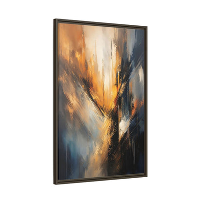 Orange Blue Abstract Lines Gallery-Wrapped Canvas Wall Art Print - Modern Living Room Decor shown as canvas wall art