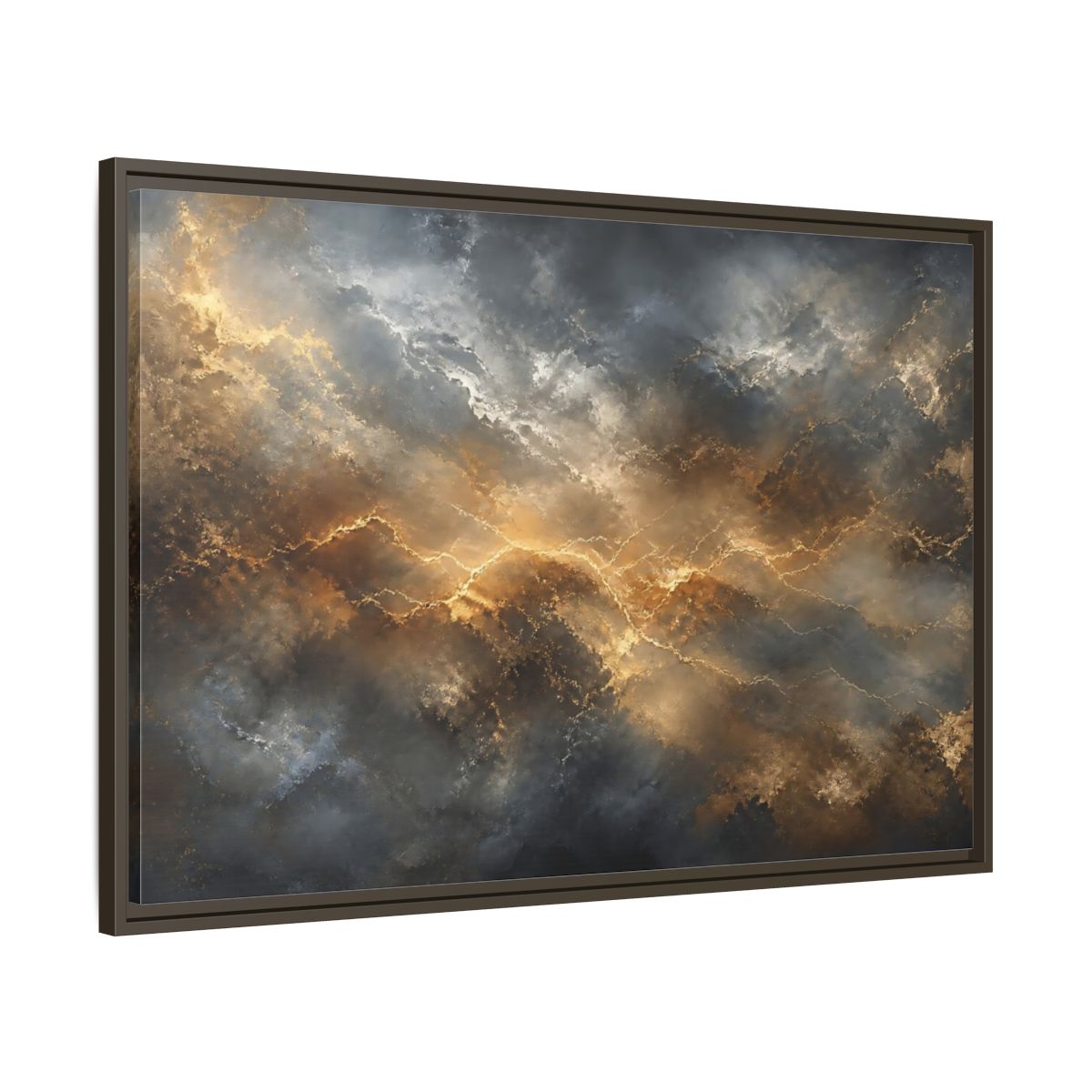 Main Mockup. Abstract Abstract Pattern Gold And Gray shown as stretched canvas wall art