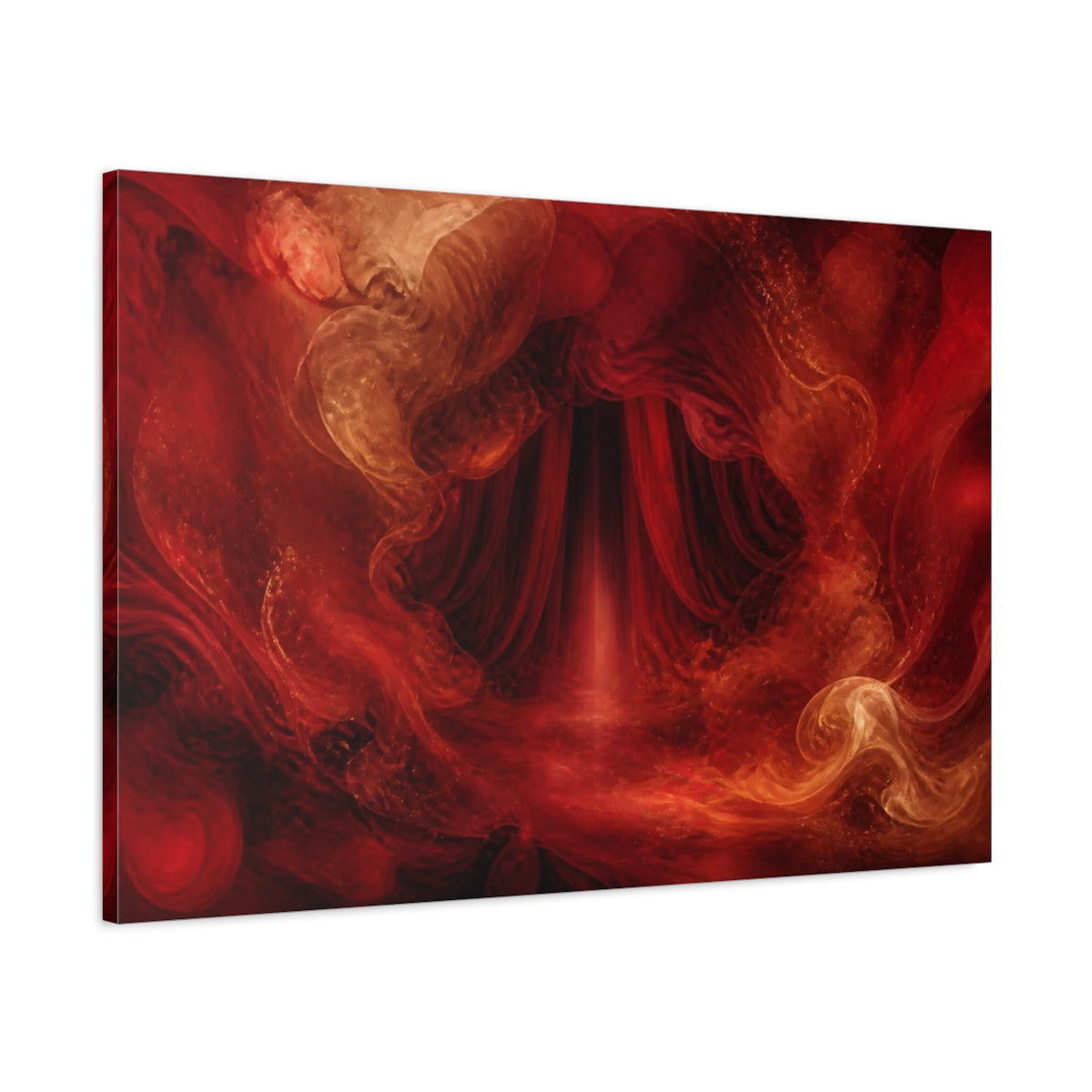 Main Mockup. Abstract Abstract Portal Red And Orange shown as stretched canvas wall art