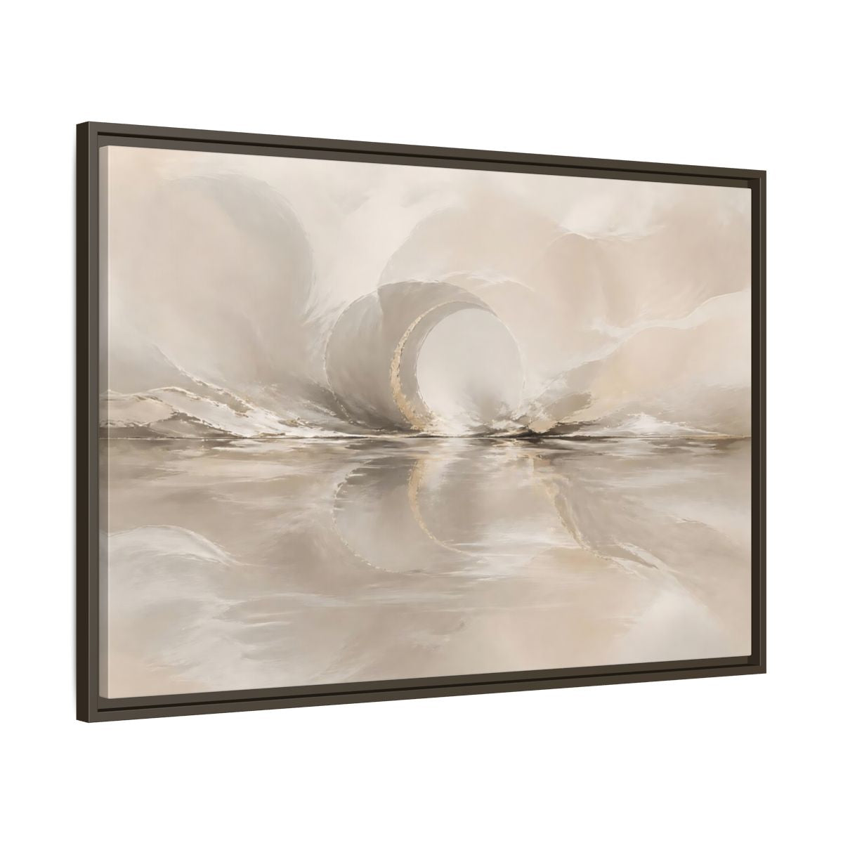 Main Mockup. Abstract Abstract Shapes Beige Gold Abstract shown as stretched canvas wall art