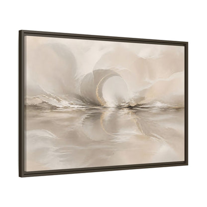 Main Mockup. Abstract Abstract Shapes Beige Gold Abstract shown as stretched canvas wall art