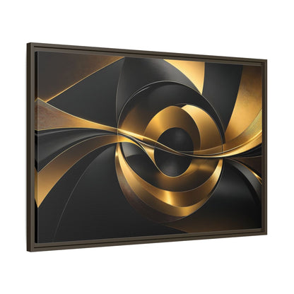 Main Mockup. Abstract Abstract Swirls Gold And Black shown as stretched canvas wall art