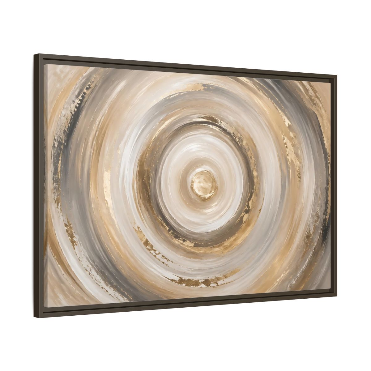 Main Mockup. Abstract Abstract Swirls Gold And Grey shown as stretched canvas wall art