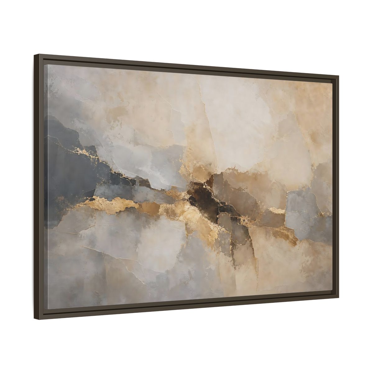 Main Mockup. Abstract Abstract Texture Gold And Gray Abstract shown as stretched canvas wall art