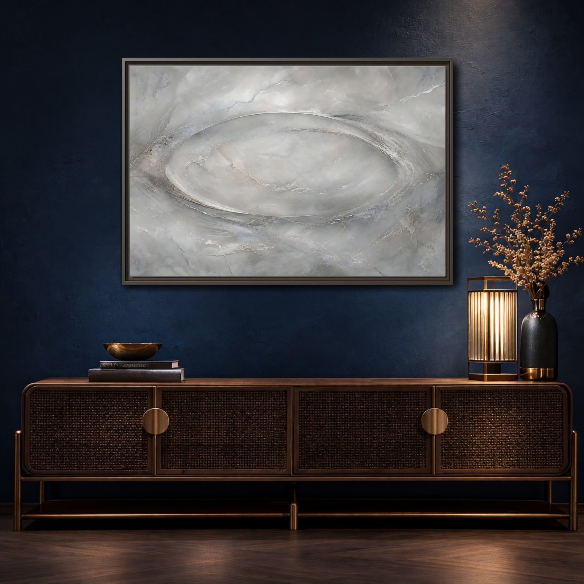 Mockup 4. Abstract Abstract Texture Grey Textured Abstract shown as stretched canvas wall art